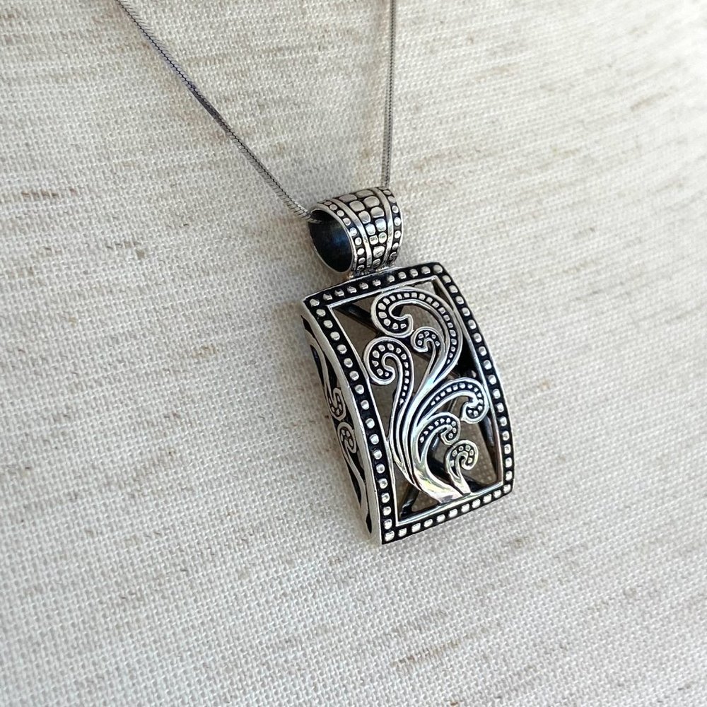 Silpada Sterling Silver Paisley Open Scroll Pendant Necklace & Earrings Set 20" - Picture 11 of 16